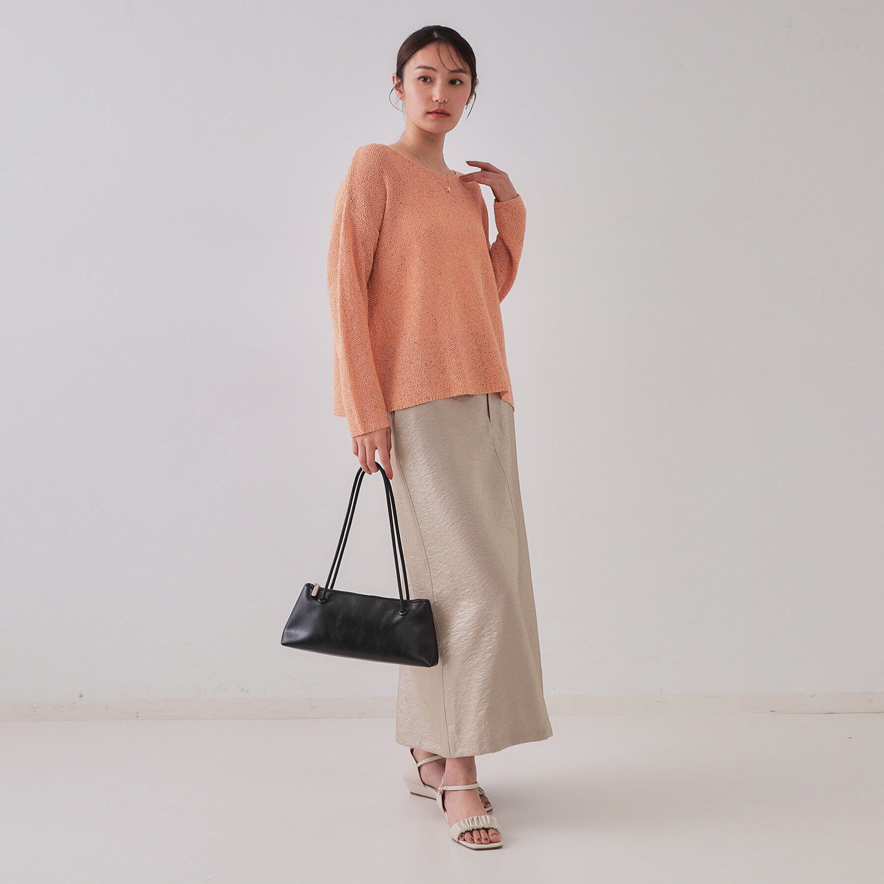 OPAQUE.CLIP「スパンコールボートネックニット【洗濯機洗い可】」|ニット・セーター|