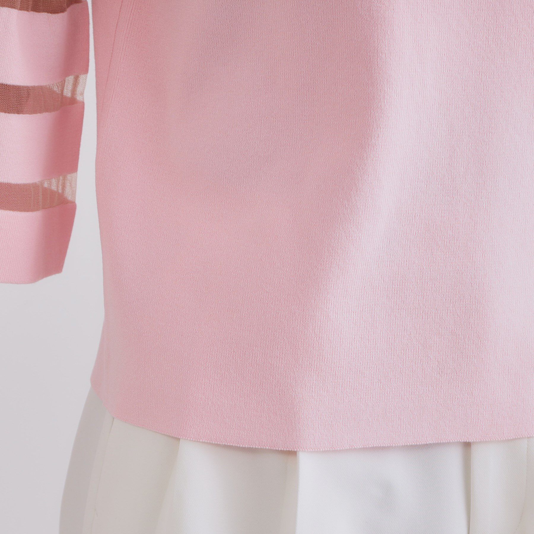 OPAQUE.CLIP「《6色展開》シアーボーダーフレアスリーブニット【洗濯機洗い可】」|ニット・セーター|