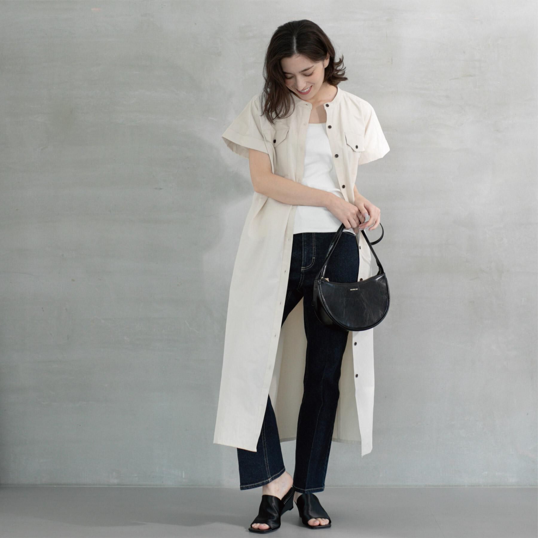 OPAQUE.CLIP「ダブルポケットシャツワンピース【洗濯機洗い可】」|ワンピース|