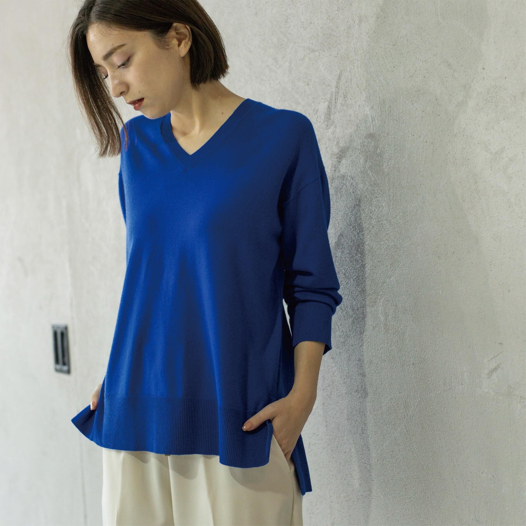 OPAQUE.CLIP「Vネックニット/エクストラファインメリノウール【THEシリーズ/洗濯機OK】」|ニット・セーター|