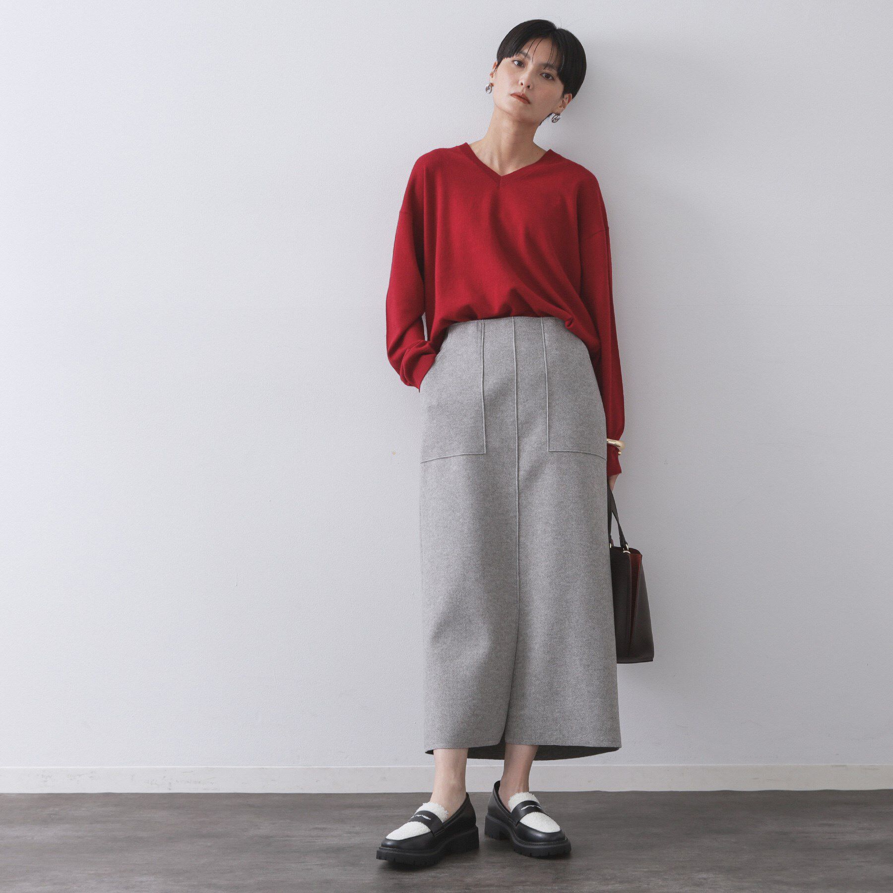 OPAQUE.CLIP「Vネックニット/エクストラファインメリノウール【THEシリーズ/洗濯機OK】」|ニット・セーター|
