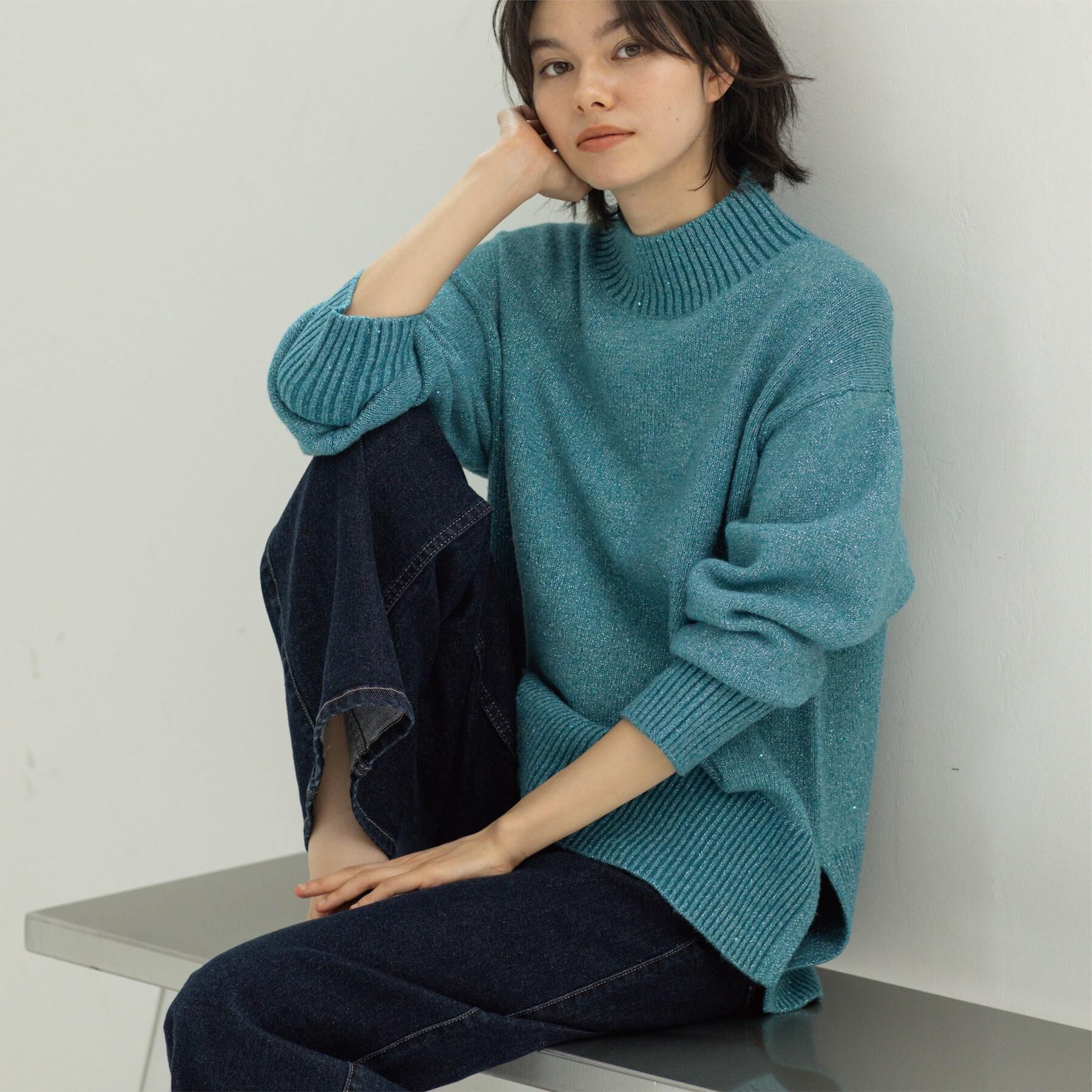 OPAQUE.CLIP「ラメスパンコールハイネックニット/セットアップ対応可【洗濯機OK】」|ニット・セーター|