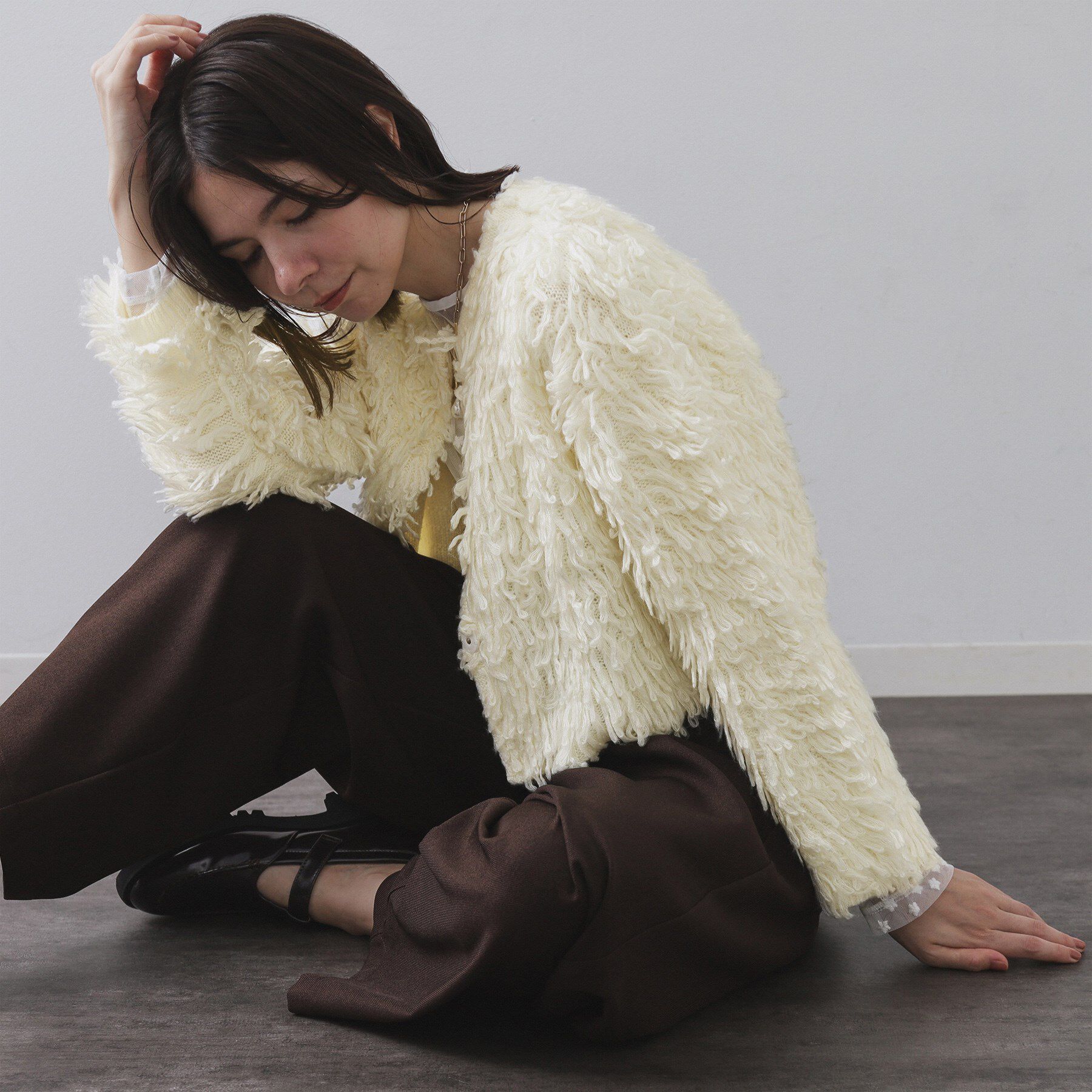 OPAQUE.CLIP「ループヤーンニットカーディガン」|カーディガン|オフホワイト(103