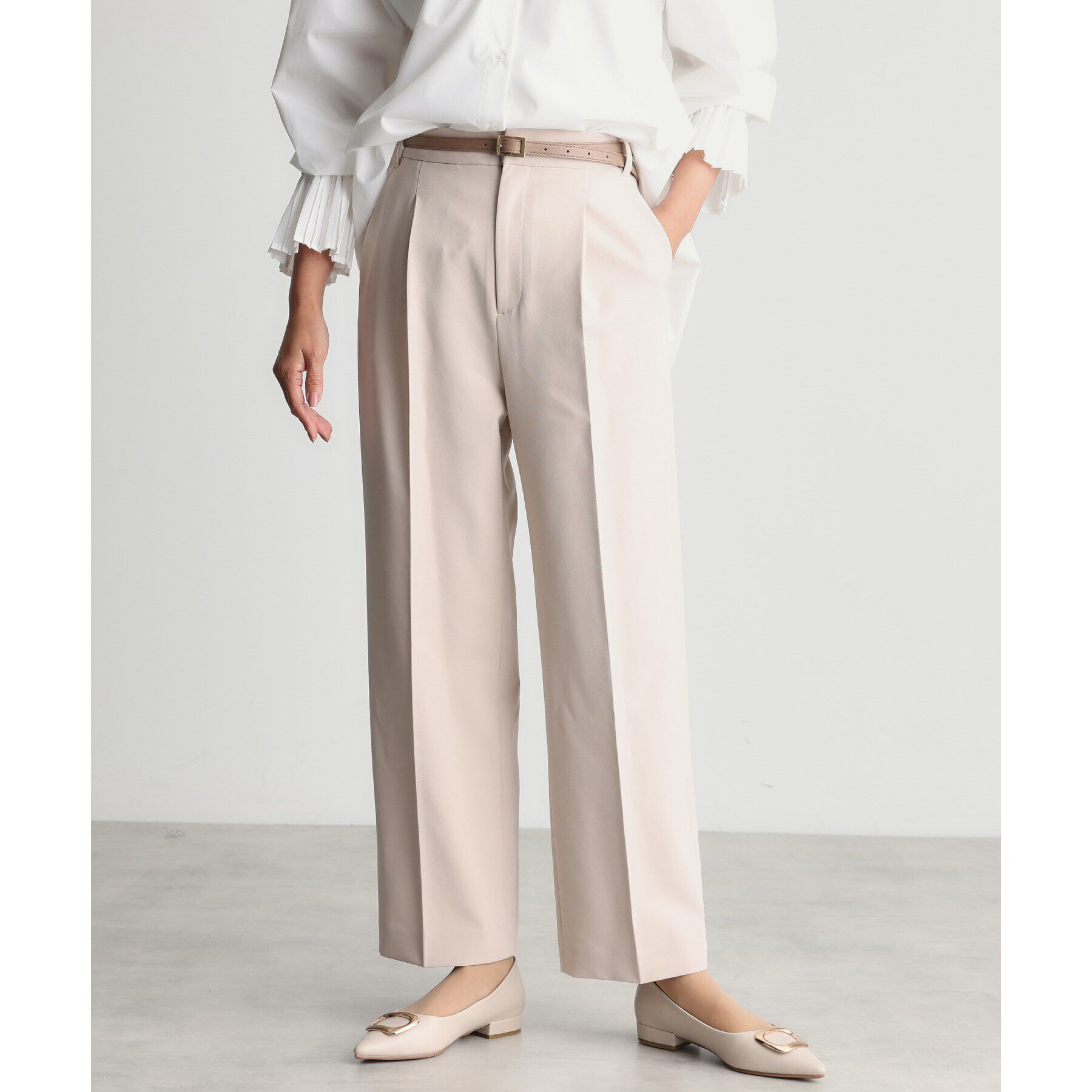 THE SHOP TK「【汚れ防止／シワになりにくい／セレモニー／通勤】ダブルクロスワイドパンツ／洗える／サスティナブル」|その他|