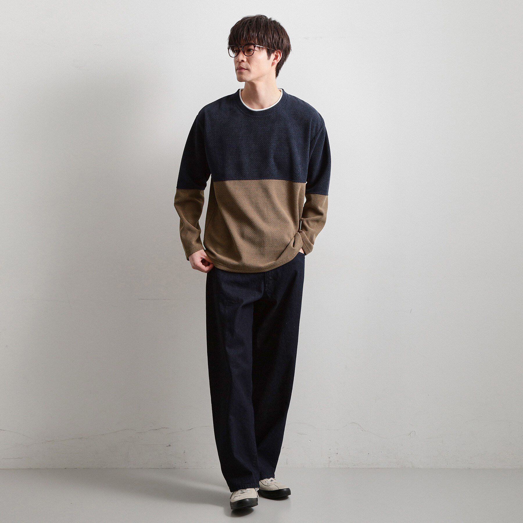 THE SHOP TK「バイカラー モール風長袖Tシャツ」|Tシャツ・カットソー|