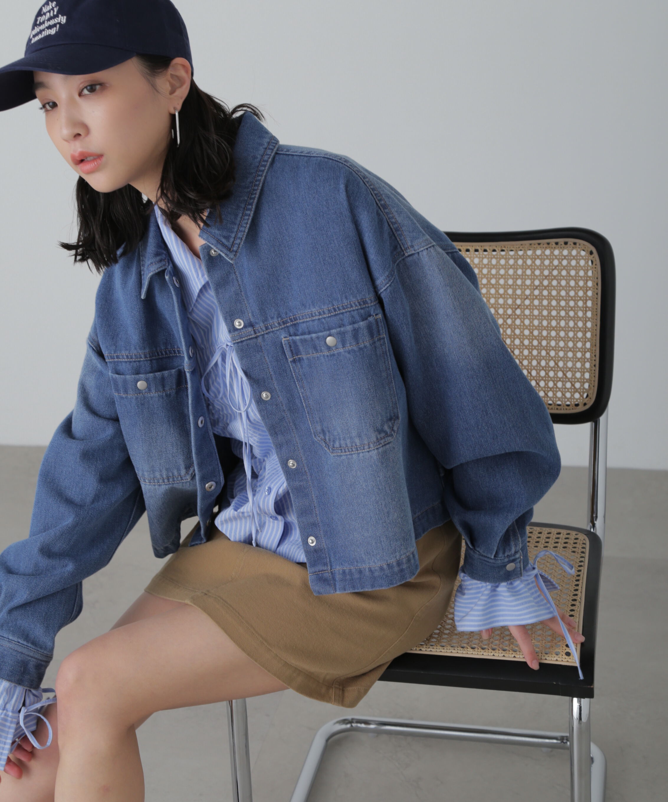  「フロントポケットショートシャツブルゾン」|ブルゾン・スタジャン|