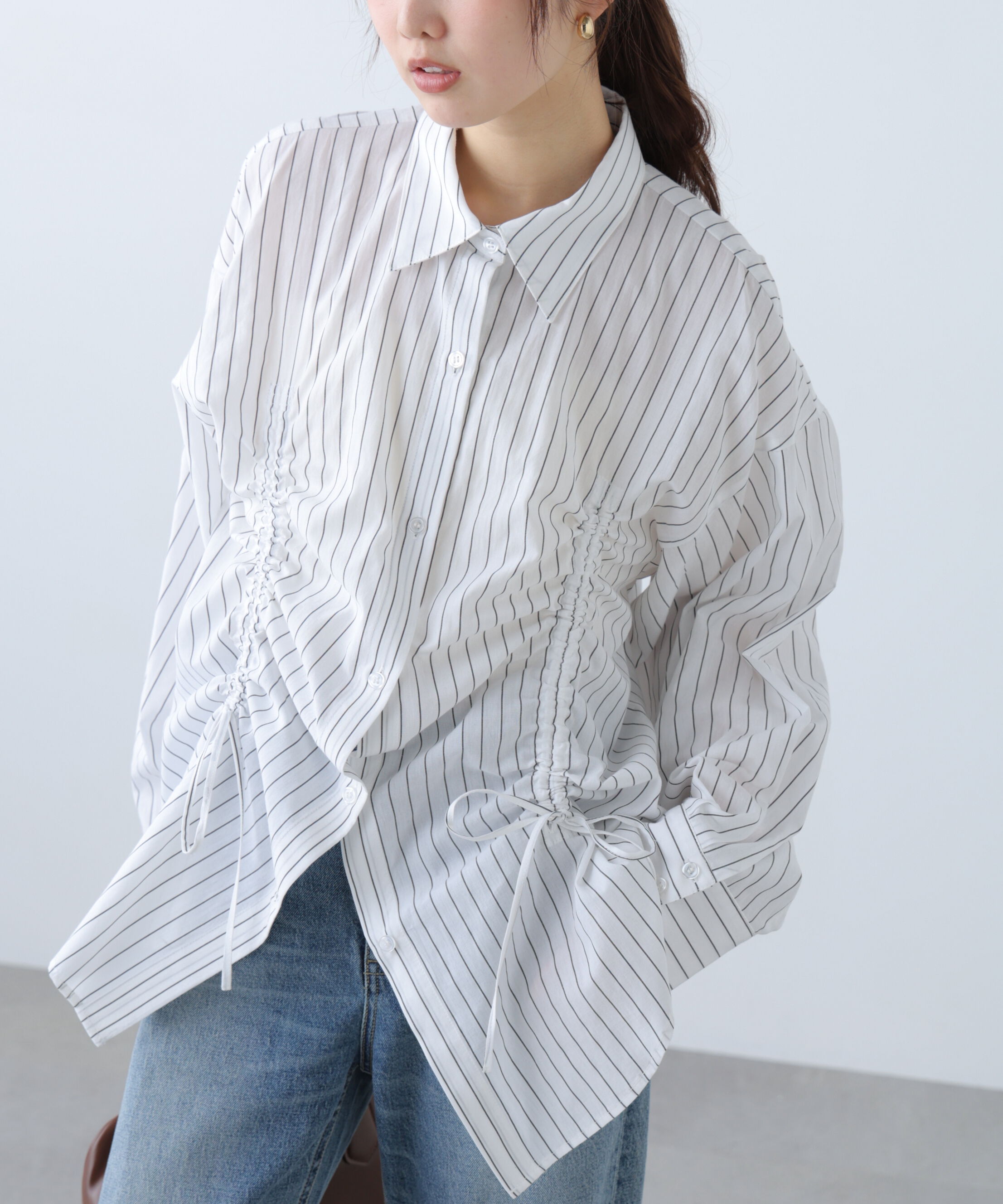  「フロントドロストオーバーサイズシャツ」|シャツ・ブラウス|