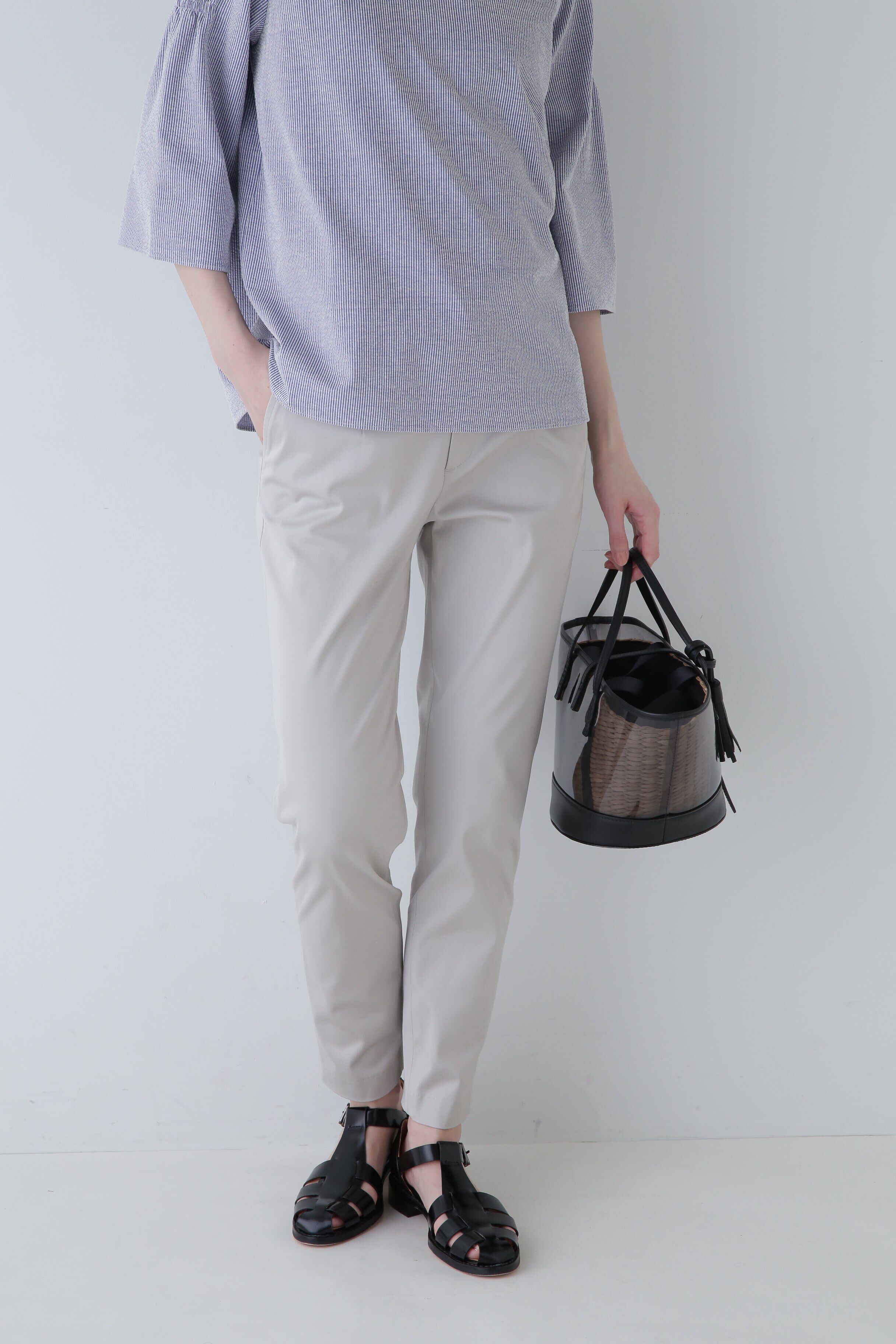  「◆サテンストレッチスリムパンツ」|その他|ライトグレー