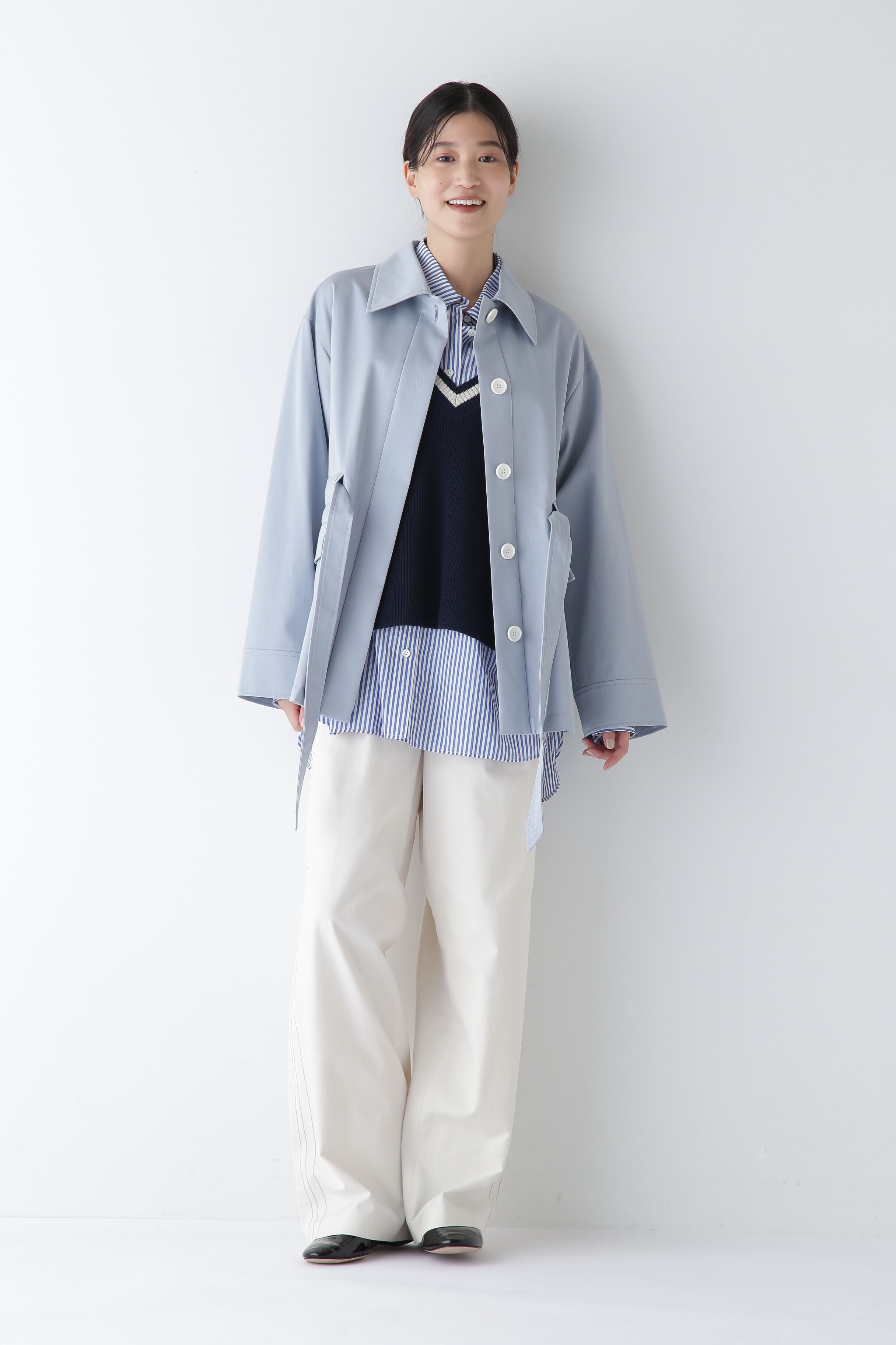  「◆オーガニックコットン混ストライプオーバーシャツ」|シャツ・ブラウス|