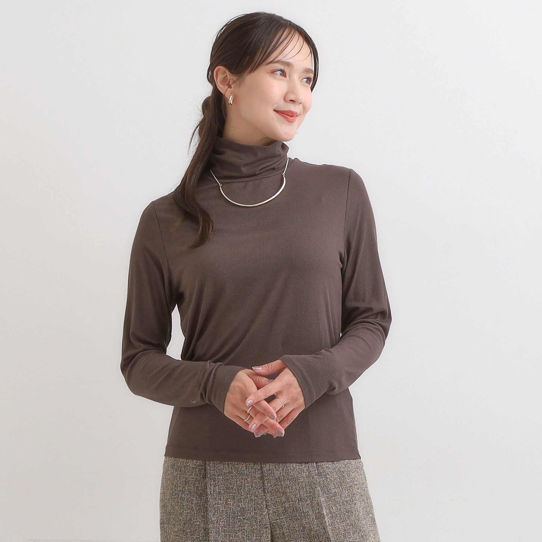 SHOO･LA･RUE「【S-LL/吸湿発熱】なめらかとろみ インナータートル」|Tシャツ・カットソー|