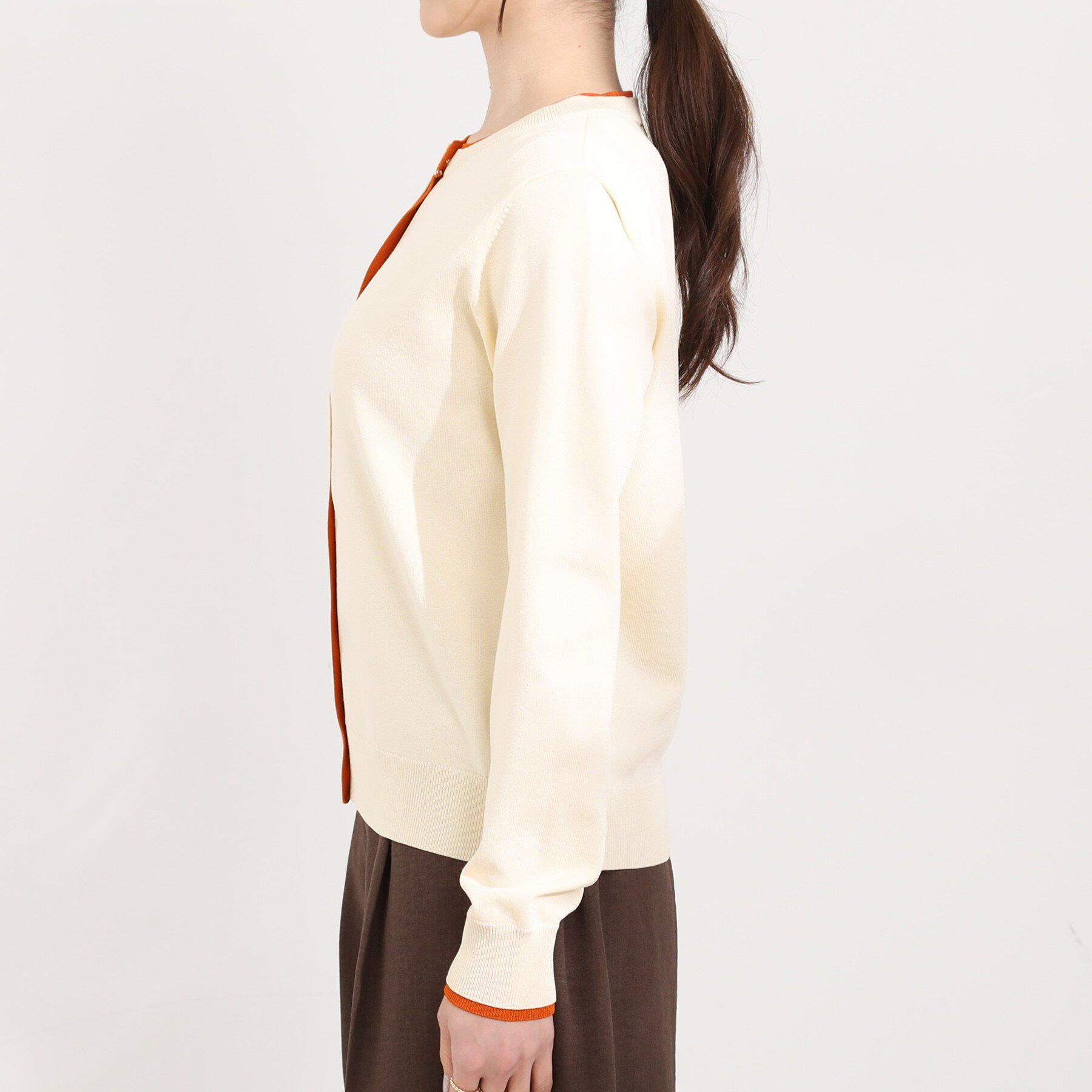 SHOO･LA･RUE「【洗濯機可/S-LL】配色がコーデのアクセントに レイヤード風クルーカーディガン」|カーディガン|