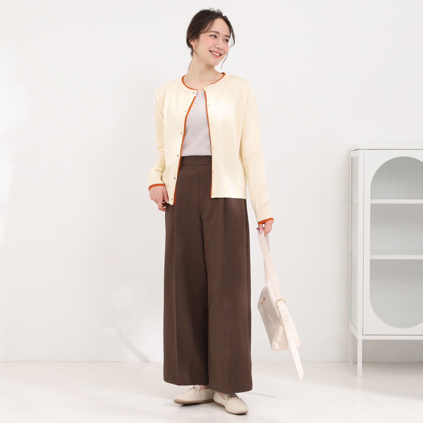 SHOO･LA･RUE「【洗濯機可/S-LL】配色がコーデのアクセントに レイヤード風クルーカーディガン」|カーディガン|