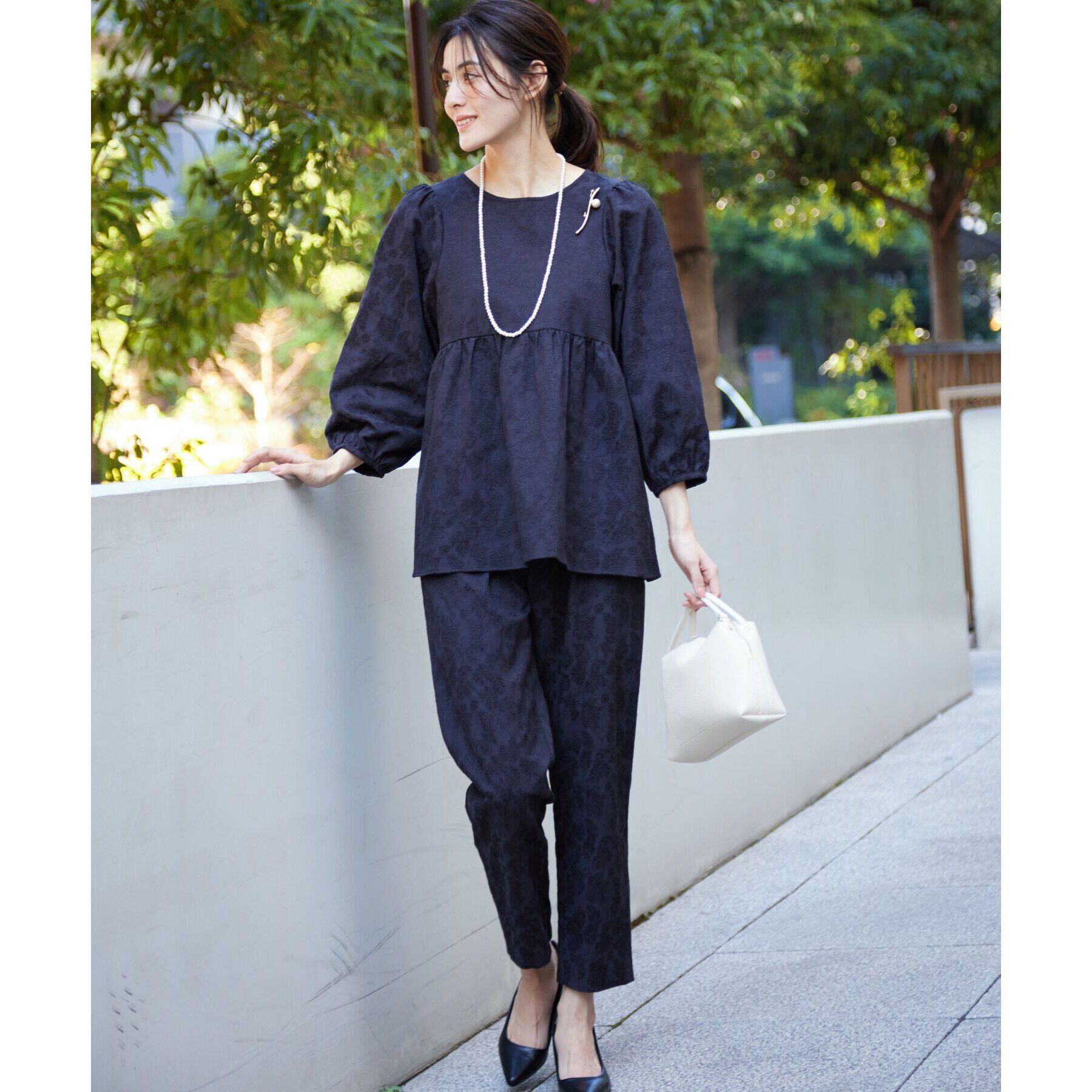 Dessin「【入卒/セレモニー/セットアップ可能/洗える】フラワージャカードブラウス」|シャツ・ブラウス|