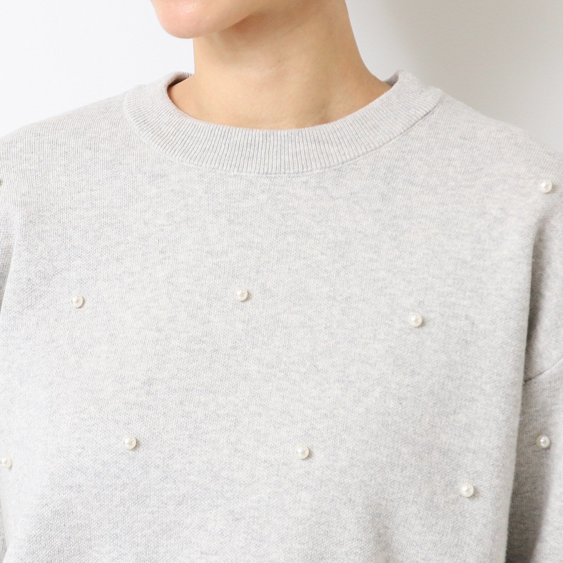 Dessin「【洗える】パール調付きクロップド丈ニット（S～L）」|ニット・セーター|