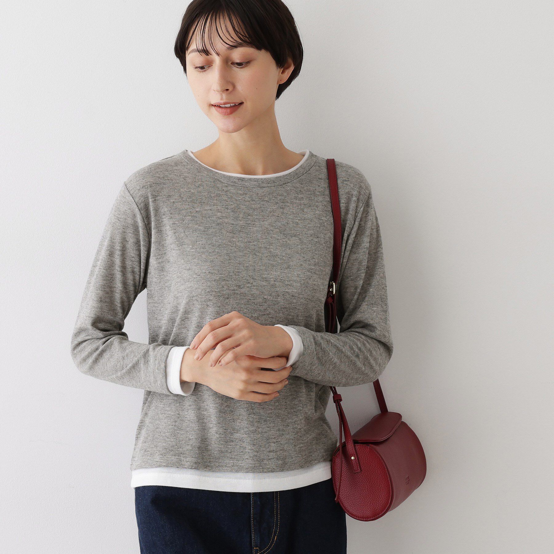 Dessin「【洗える】バイカラーシアーリブカットソー」|Tシャツ・カットソー|