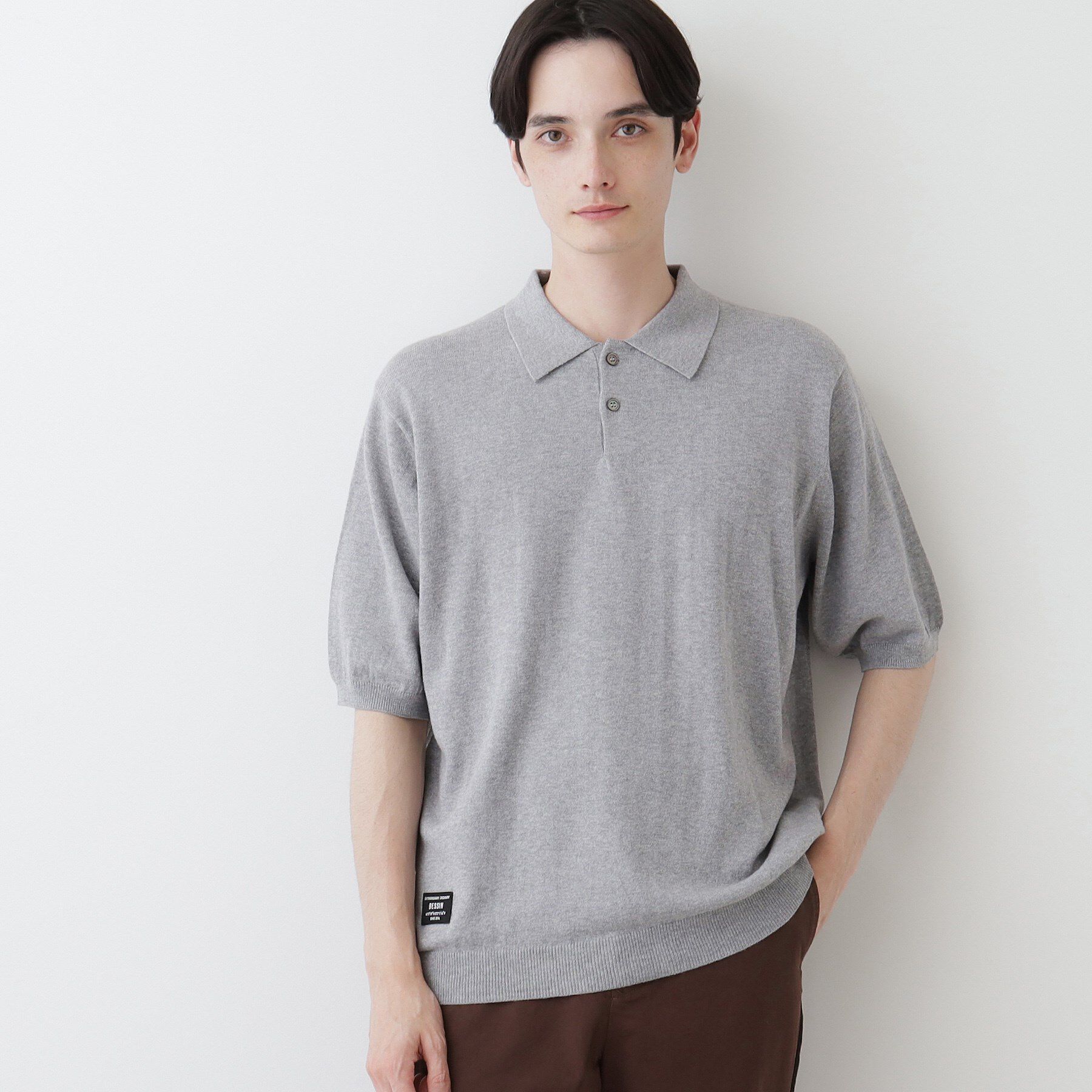 Dessin「【洗える】襟付き半袖ニット」|ニット・セーター|グレー(012)