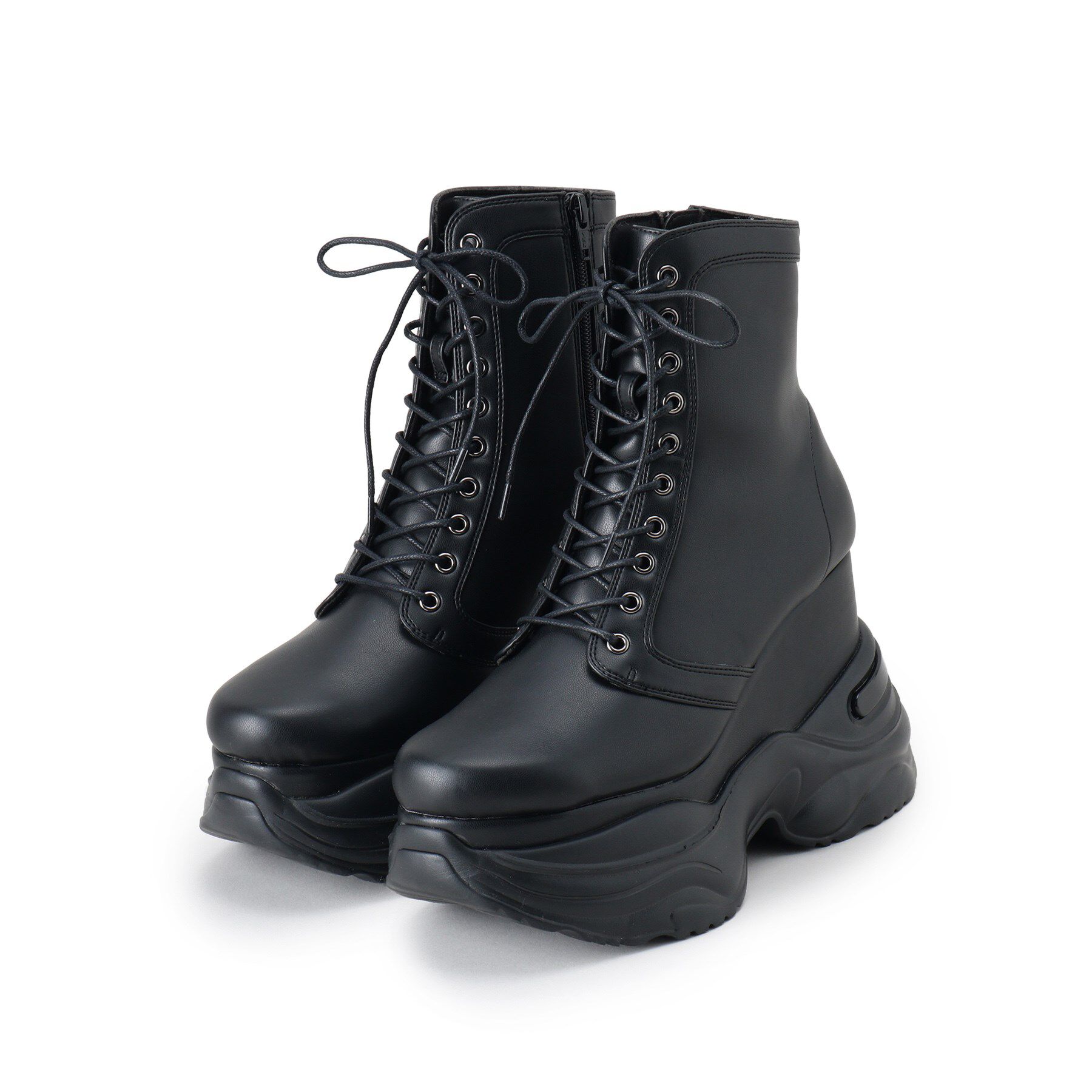 ESPERANZA「厚底スニーカーショートブーツ【レースアップ・足首にフィットして細見え】歩きやすいブーツスニーカー」|ショートブーツ|