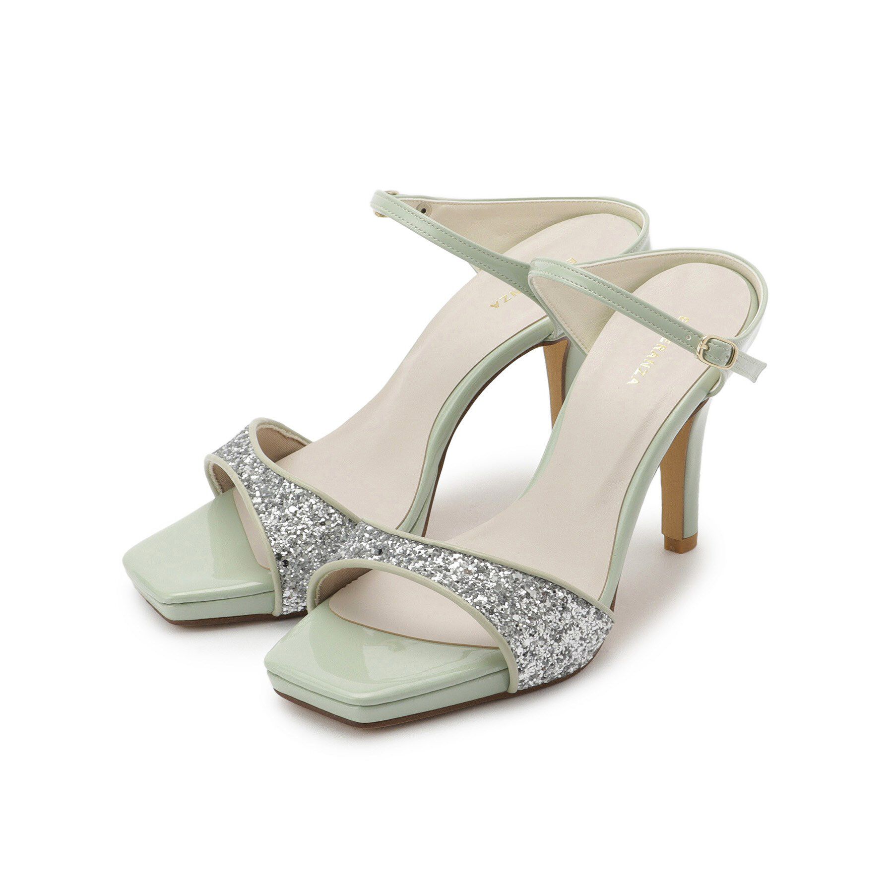 ESPERANZA「スクエアトゥグリッターミュール」|サンダル|グリーン(022)