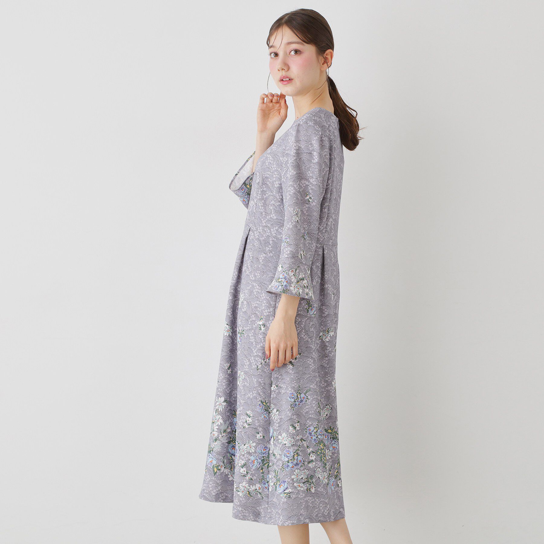 SunaUna「【co creation and yours／SS～L】レースプリントワンピース」|ワンピース|