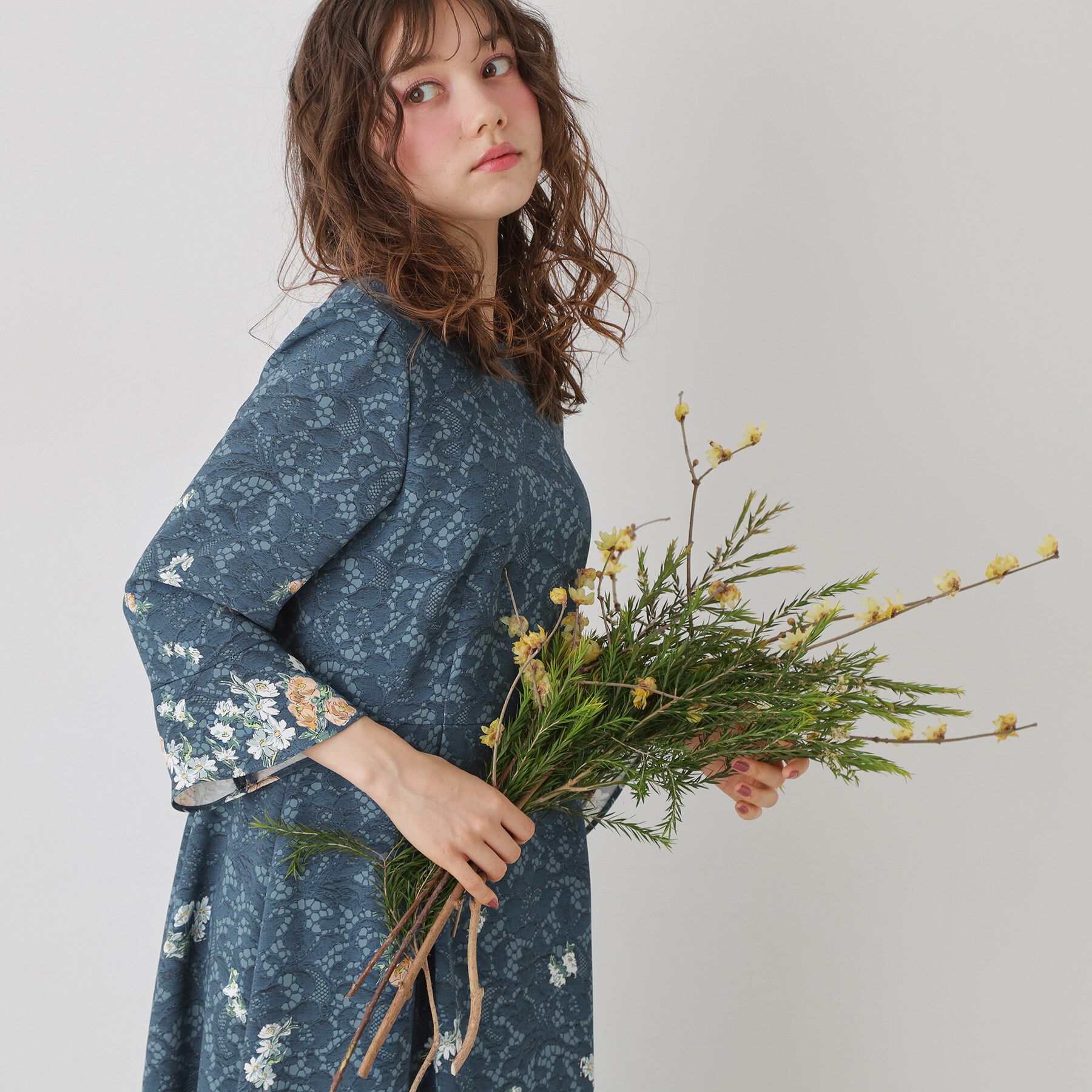 SunaUna「【co creation and yours／SS～L】レースプリントワンピース」|ワンピース|