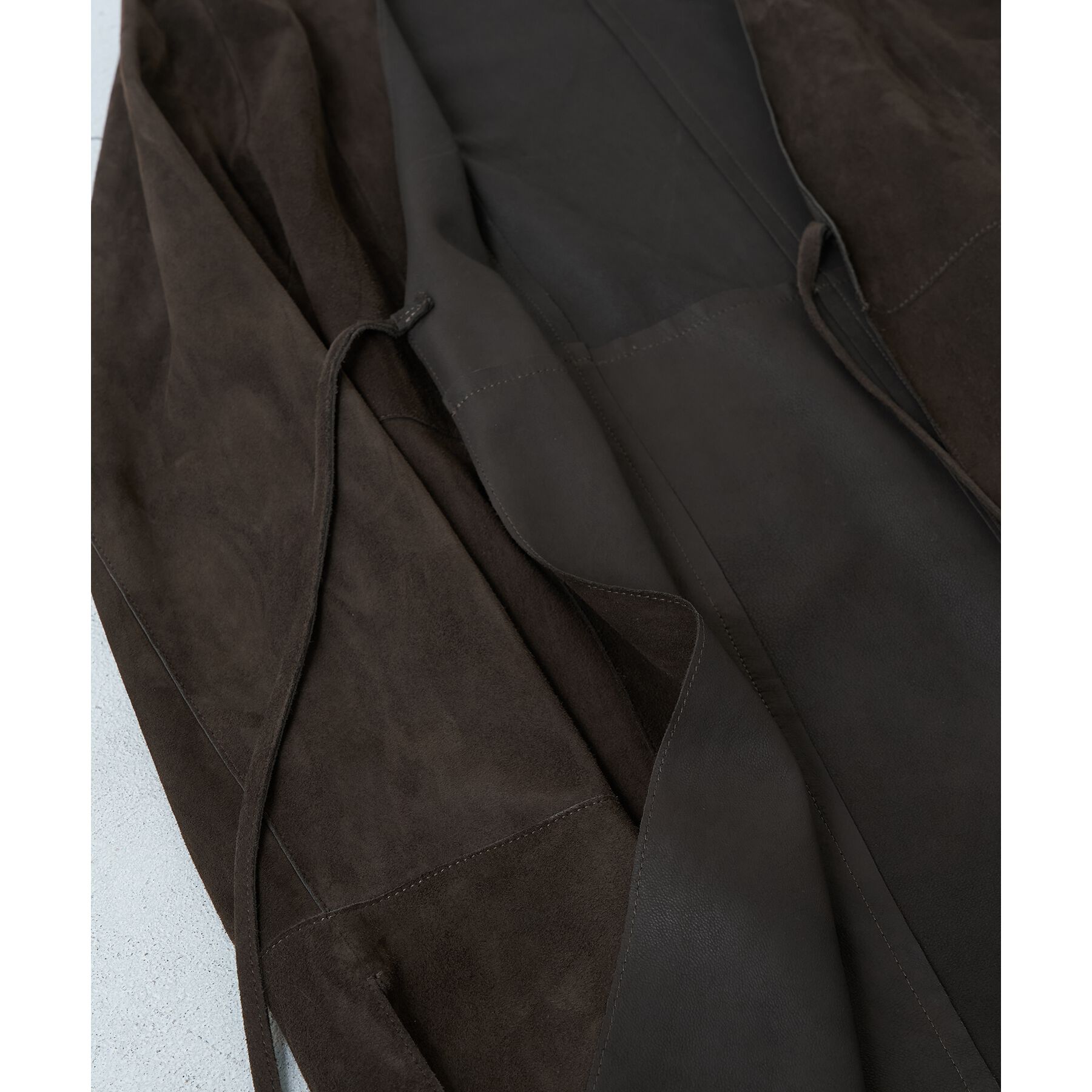 CODE A「front ribbon leather jacket」|ノーカラージャケット|