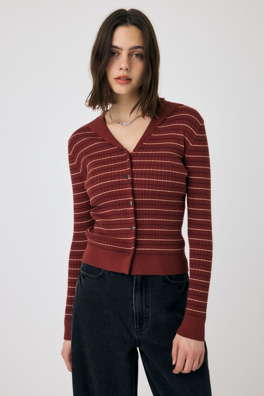 MOUSSY「SAILOR COLLAR ニット カーディガン」|ニット・セーター|BRN