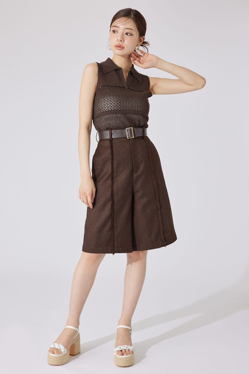 rienda「スキッパークロシェニットトップス」|シャツ・ブラウス|