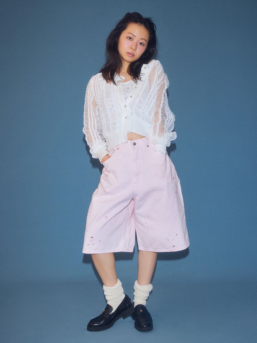 FURFUR「Leeコラボペイントデニムハーフパンツ」|デニム|