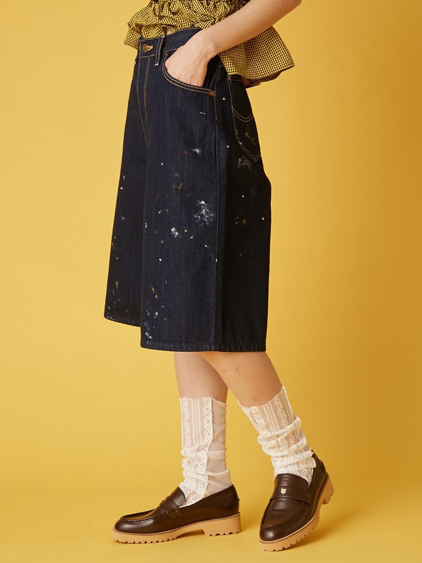 FURFUR「Leeコラボペイントデニムハーフパンツ」|デニム|