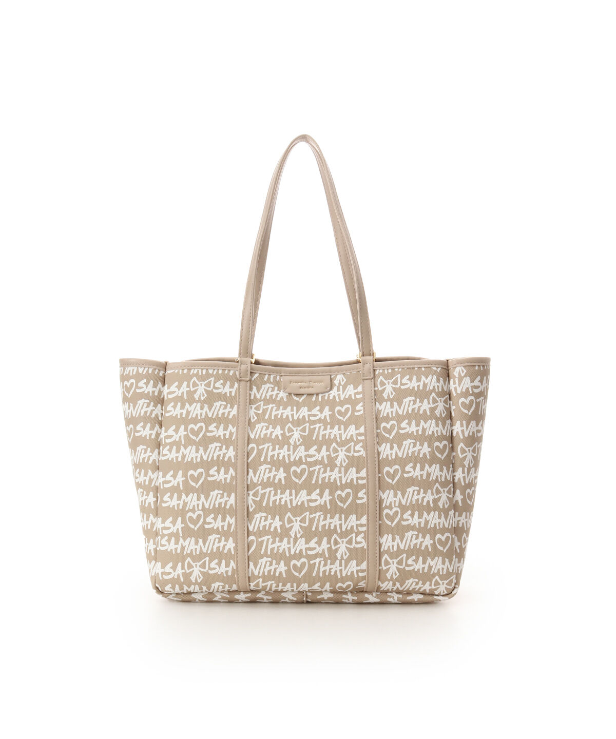 Samantha Thavasa「スクリッタ柄キャンバスデザイン合皮トートバッグ[Revival Collection]」|トートバッグ|ベージュ