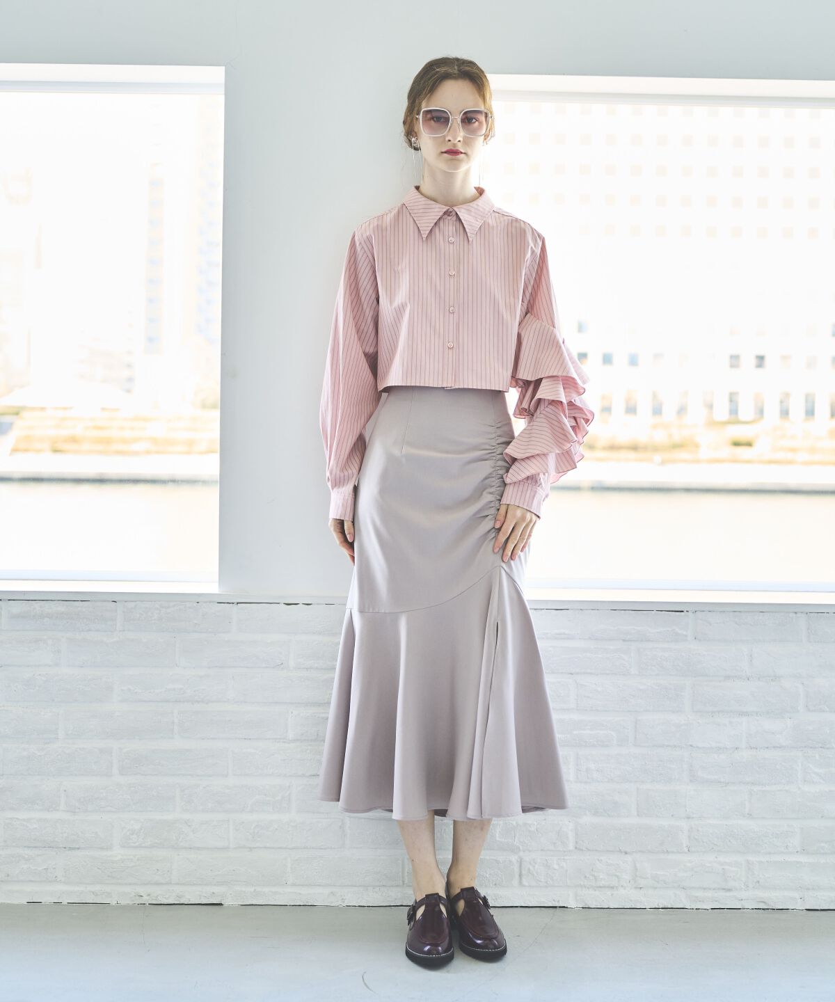 アンドクチュール「アシメギャザーマーメイドスカート」|スカート|