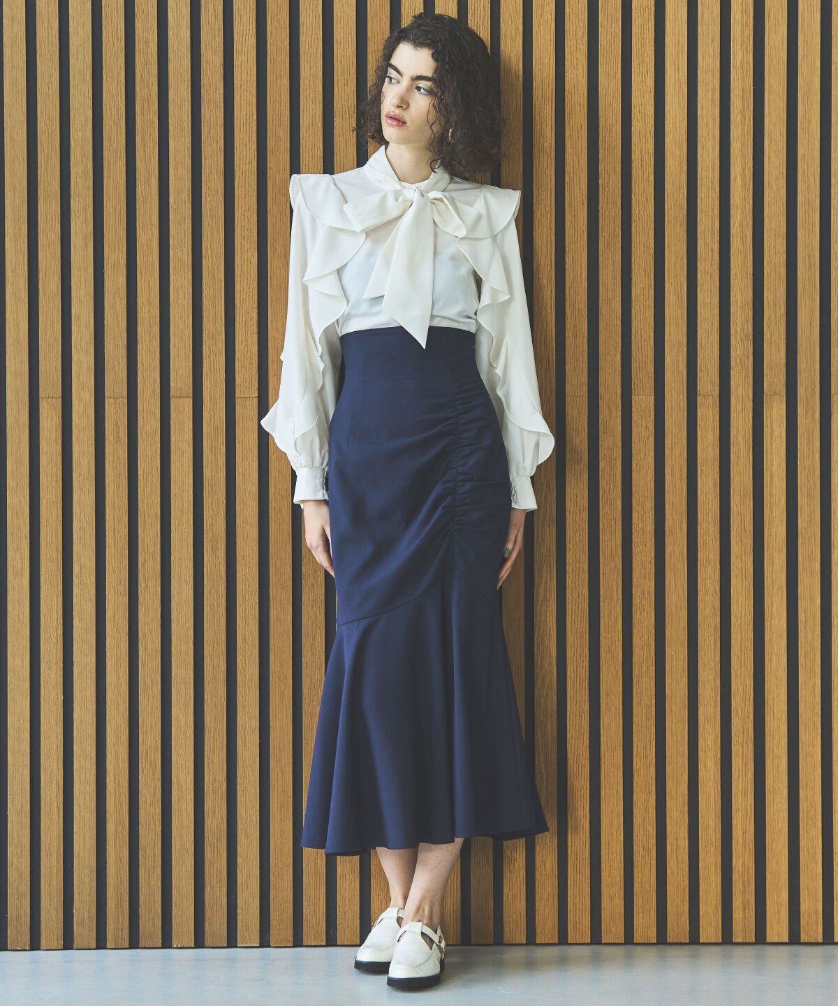 アンドクチュール「アシメギャザーマーメイドスカート」|スカート|