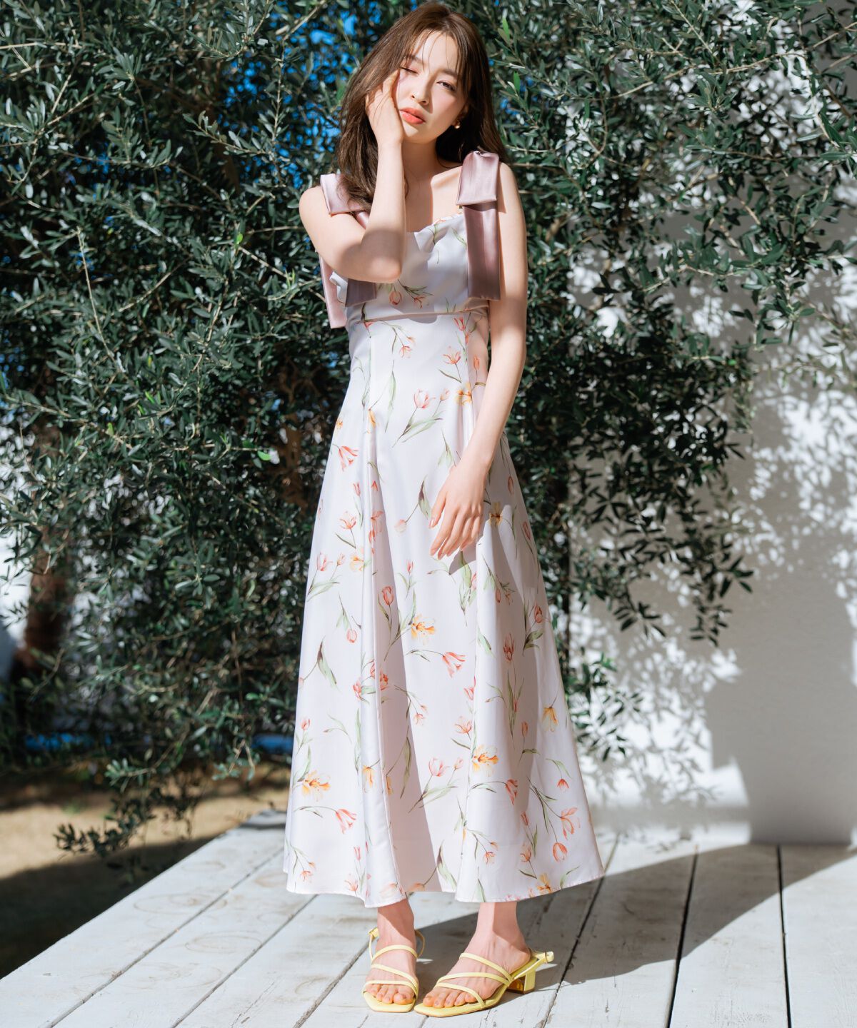 WILLSELECTION「リボンショルダーチューリップフレアワンピース」|ワンピース|