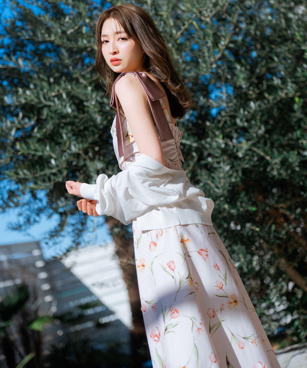 WILLSELECTION「リボンショルダーチューリップフレアワンピース」|ワンピース|