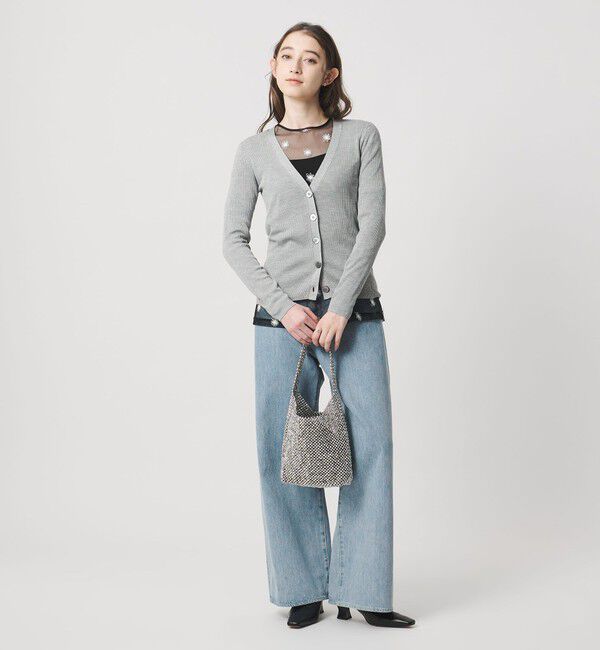 UNITED ARROWS「シルクリブ Vネック カーディガン」|カーディガン|