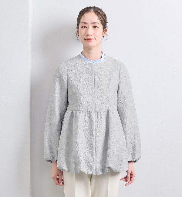 UNITED ARROWS「ツートーン ジャガード ブルゾン ジャケット」|ノーカラージャケット|