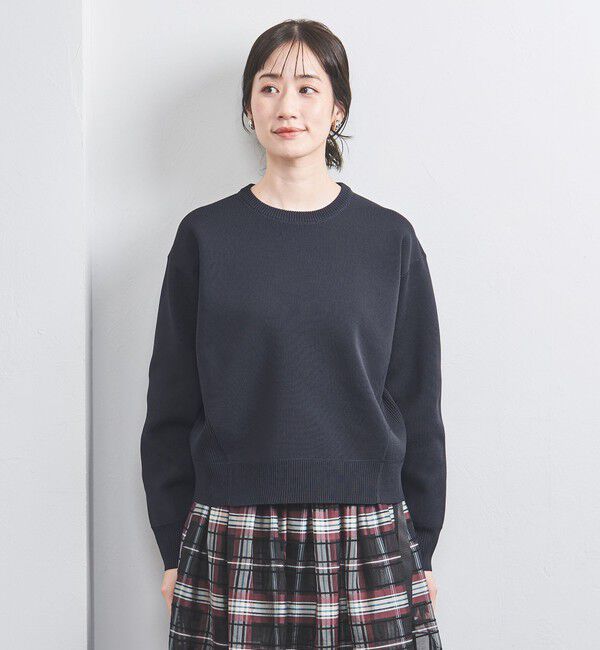 UNITED ARROWS「スウェットライク クルーネック ニットプルオーバー」|ニット・セーター|