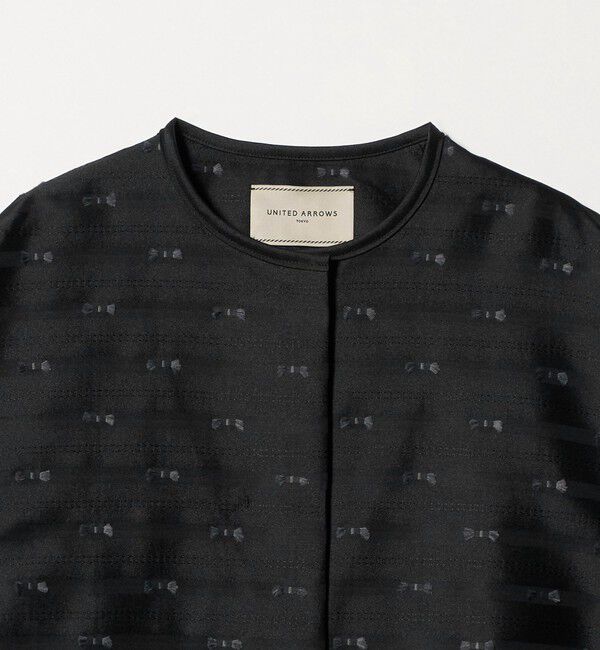 UNITED ARROWS「リボン カットジャガード コート」|ノーカラージャケット|