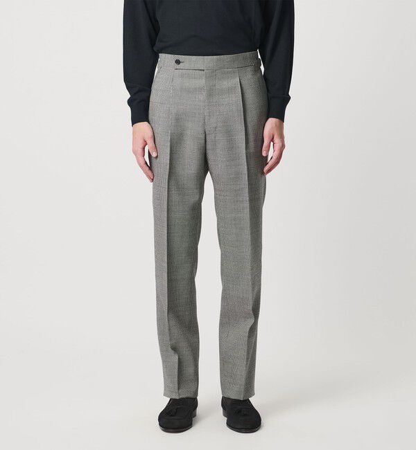 UNITED ARROWS「ハウンドトゥース  サイドアジャスター １プリーツ スラックス」|スラックス|