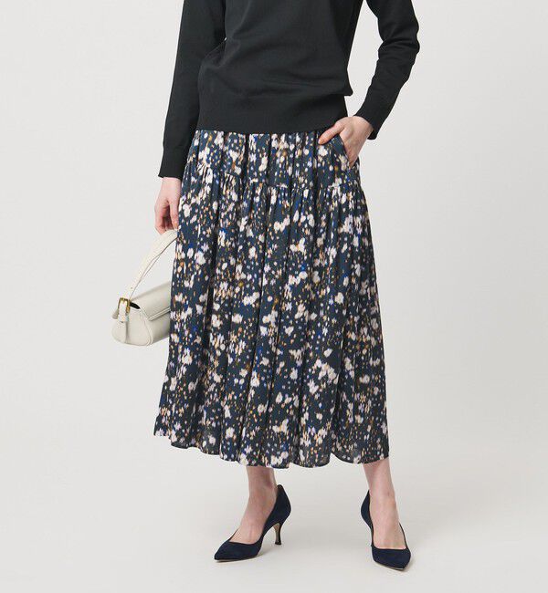 UNITED ARROWS「サテン フラワープリント スカート ‐ウォッシャブル‐」|スカート|