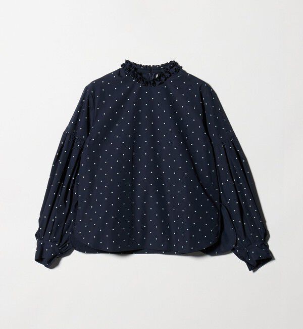 UNITED ARROWS「＜Marilyn Moon＞タックフリル ドット ブラウス」|シャツ・ブラウス|NAVY