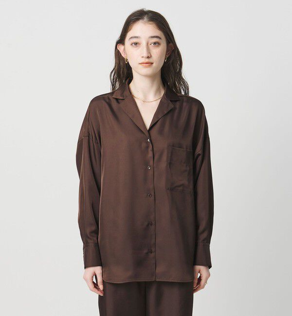 UNITED ARROWS「シルクライク オープンカラー シャツ」|シャツ・ブラウス|