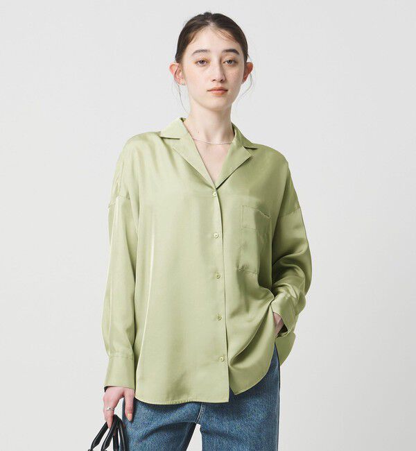 UNITED ARROWS「シルクライク オープンカラー シャツ」|シャツ・ブラウス|