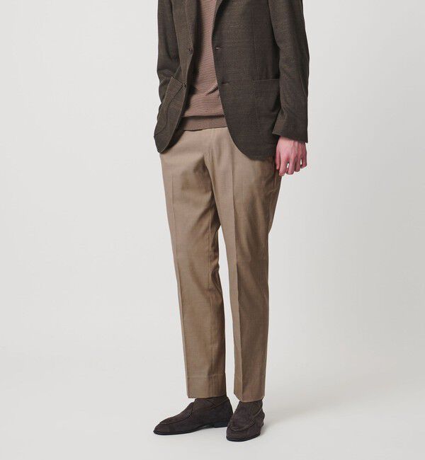 UNITED ARROWS「クールモーション ドビー サイドエクステンド ノープリーツスラックス COMFORT EASY‐MODEL　接触冷感　吸」|スラックス|BEIGE