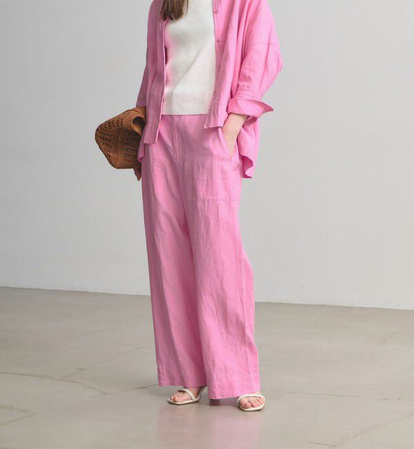 UNITED ARROWS「リネン パッチポケット イージーパンツ ‐ウォッシャブル‐」|チノ|PINK