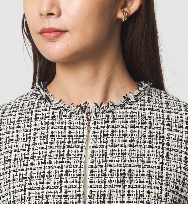 UNITED ARROWS green label relaxing「ツイードライク ノーカラー ジャケット」|ノーカラージャケット|