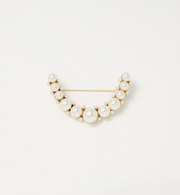 UNITED ARROWS green label relaxing「フェイクパール ラインパヴェ ブローチ」|ブローチ・コサージュ|