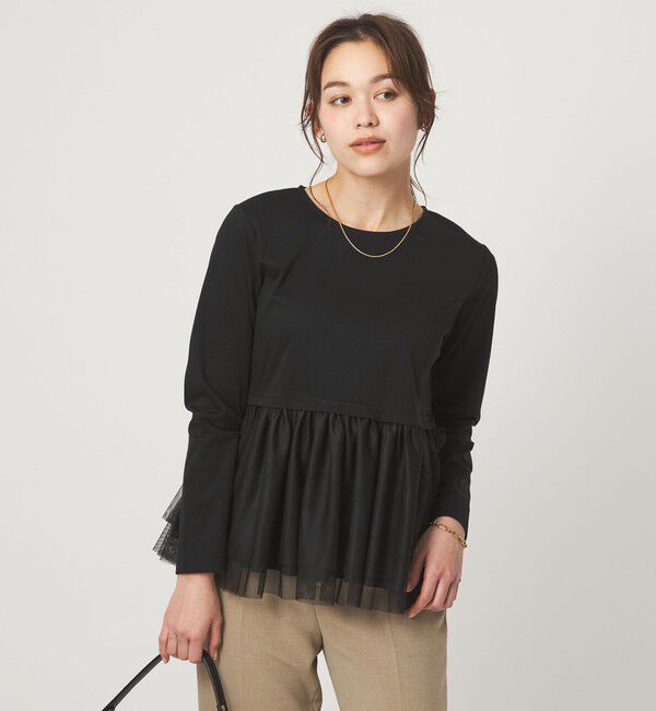 UNITED ARROWS green label relaxing「ティアード ペプラム プルオーバー カットソー」|Tシャツ・カットソー|BLACK