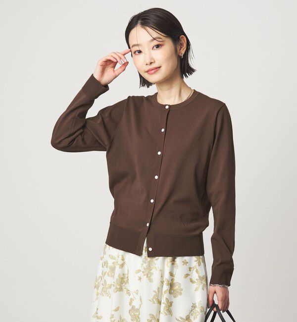 UNITED ARROWS green label relaxing「HIYOKE クルーネック ニット カーディガン マシンウォッシャブル 接触冷感 UVカット 遮熱」|カーディガン|DK.BROWN