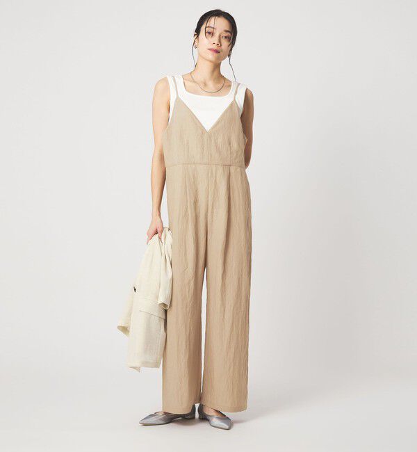 UNITED ARROWS green label relaxing「［size SHORT/TALLあり］フィブリル Vネック オールインワン」|オールインワン|